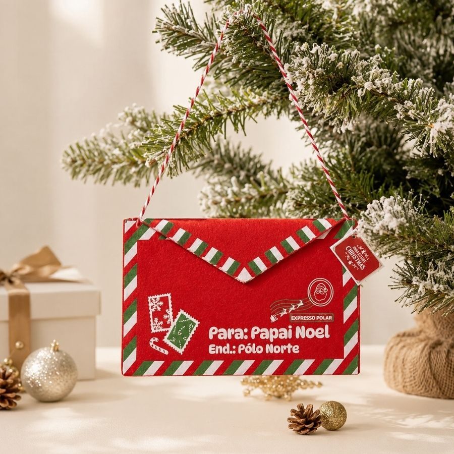 Envelope em Feltro de Natal - Expresso Polar Vermelho - 25,5cm - 1 unidade - Rizzo