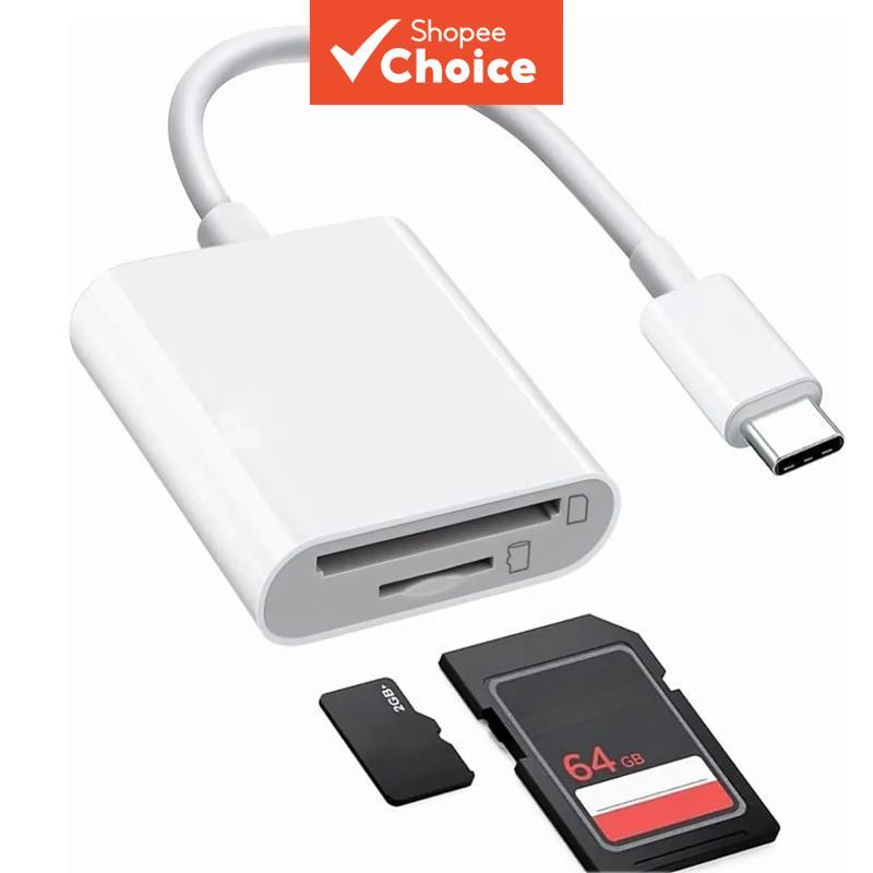  Portas 2 em 1 USB C para Leitor de Cartão SD Tipo TF Adaptador de Memória para Laptop Tablet Smartphone