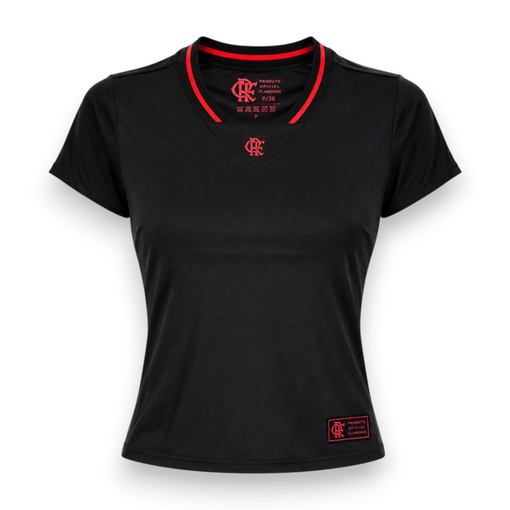 Camiseta Flamengo Feminina Baby Look Gola Retilinea Oficial