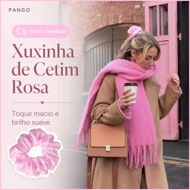Xuxinhas de Cetim Rosa - lembrancinha – Elástico Anti Frizz Acessório Cabelo Pink 1 a 6 unid