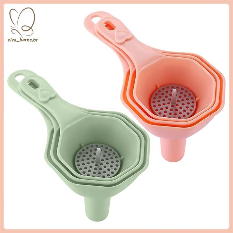 [elva_burns.br] 2 Conjuntos De Pequenos Funil De Cozinha Multifuncional Com Filtro Embutido-Ideal Para Garrafas E Suco E