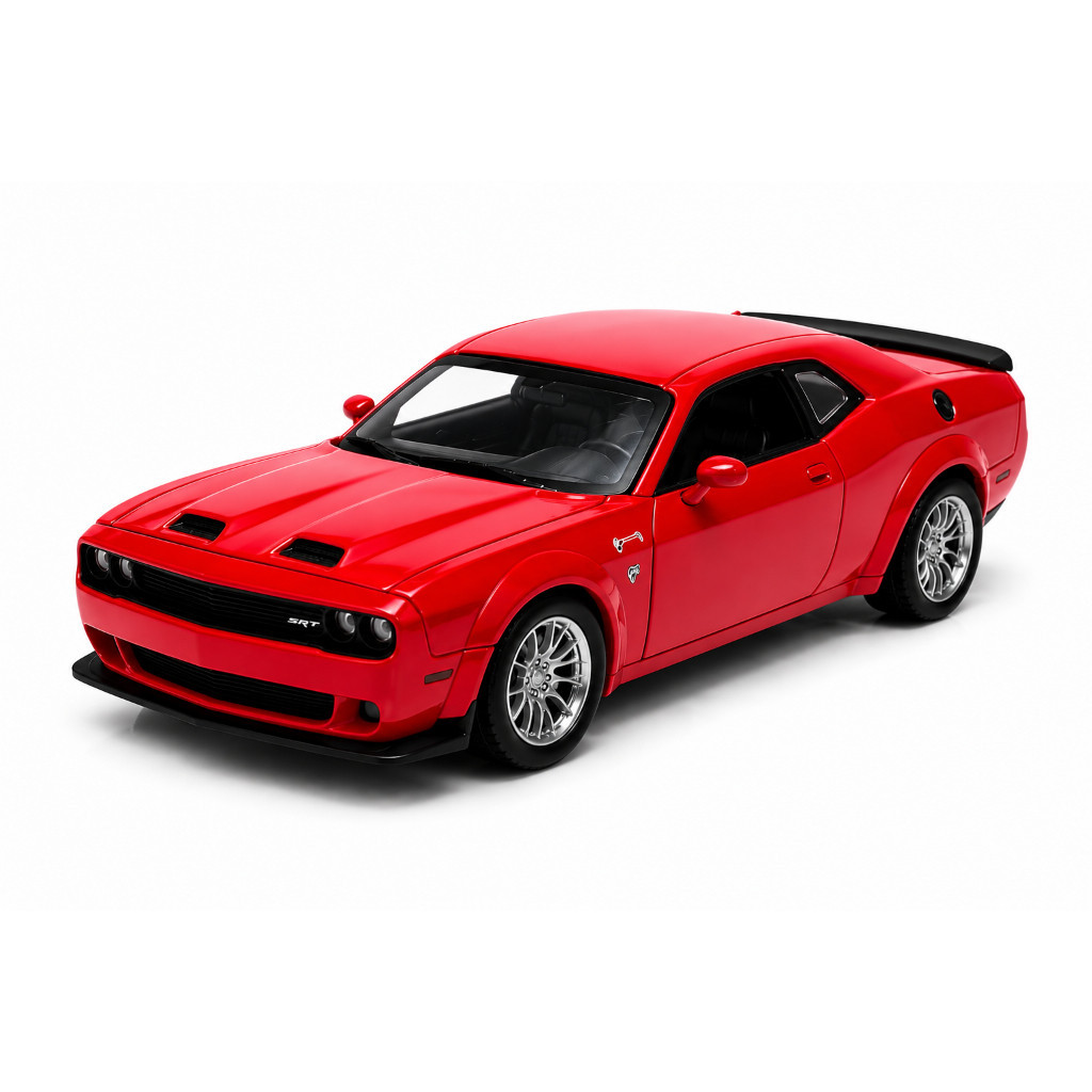 Miniatura Dodge Challenger SRT 1:36 Metal Colecionável Fricção Abre Portas Realista