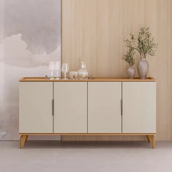 Buffet 4 Portas 2 Prateleiras Internas MDP MDF Évora Linea Brasil