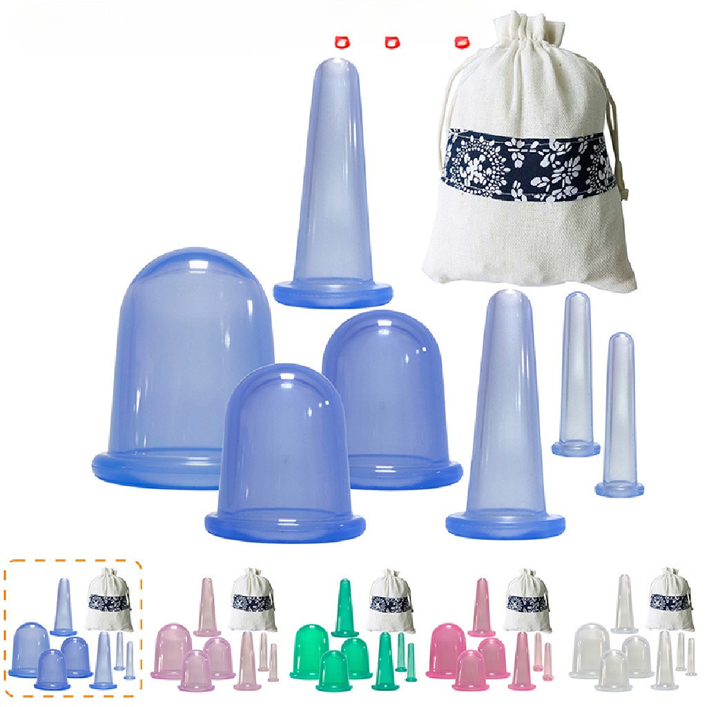 7pcs Silicone Vácuo Massagem Ventosas Kit de Alívio da Dor Corporal
