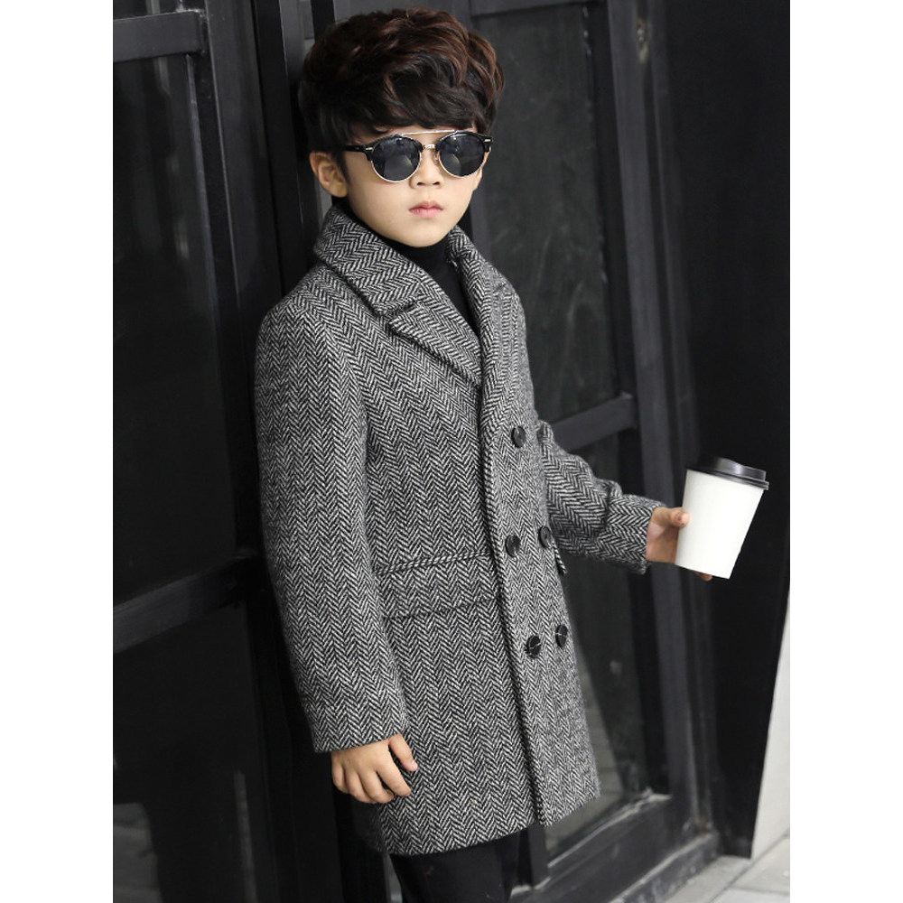 Meninos casaco de lã 2026 outono inverno novo estilo médio grande crianças médio longo casaco versão coreana blusão casa