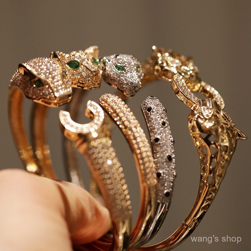 Pulseira de Zircônia Leopard Dili Snow, Versão de Alta Qualidade, Design Sofisticado, Bracelete Aberto, Mais Vendido