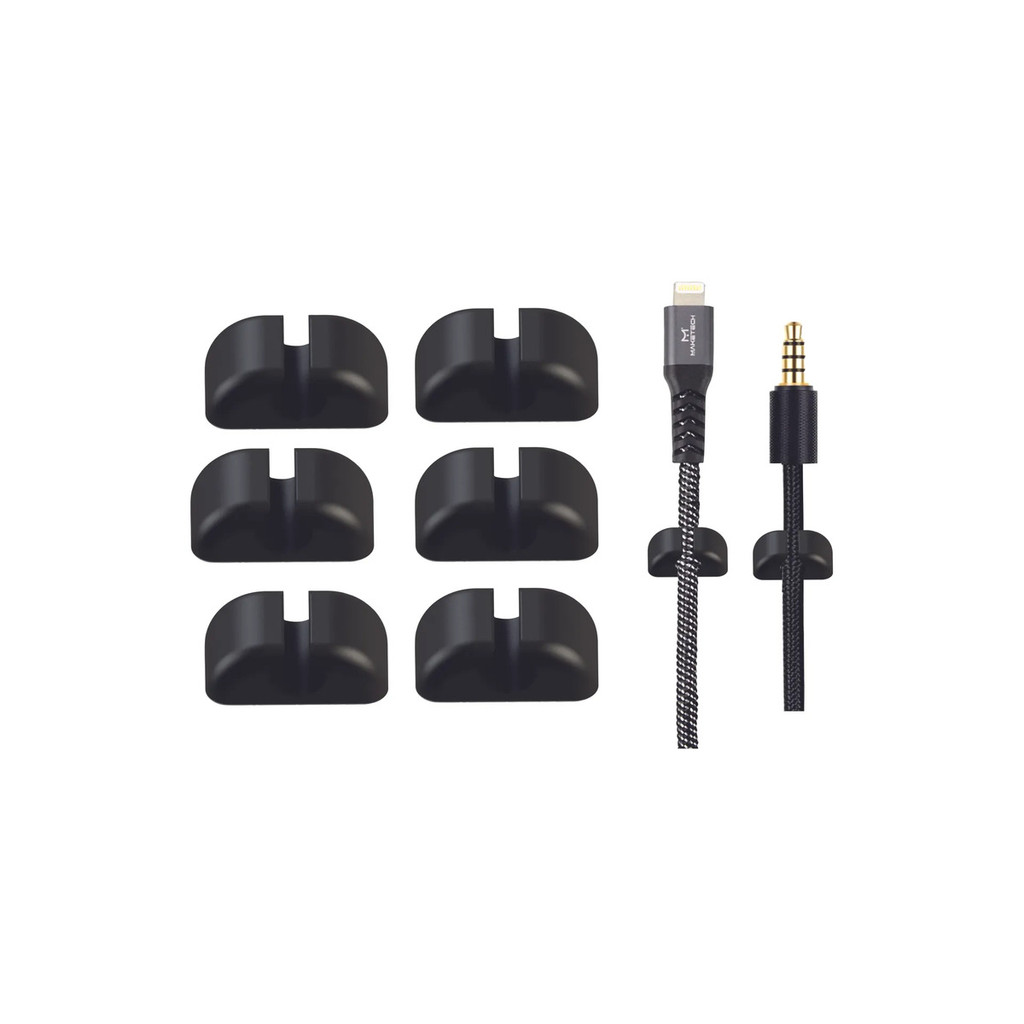 Organizador De Cabos Para Mesa Kit 6 Fixador Autoadesivo Preto