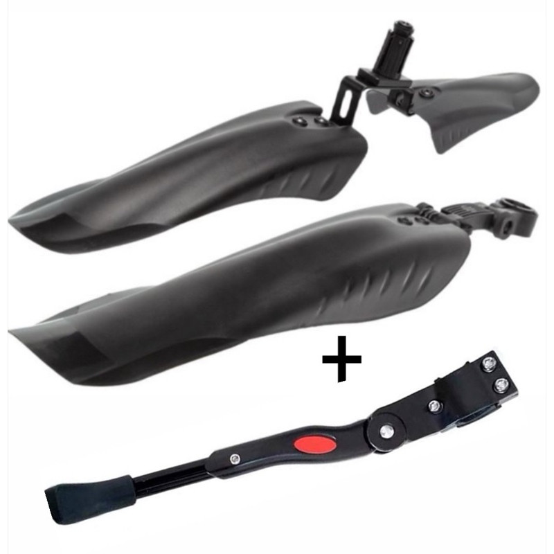 Kit Paralama Bike 3 peças regulavel preto Descanso Lateral Pezinho preto Regulável para bicicleta em Oferta na Shopee