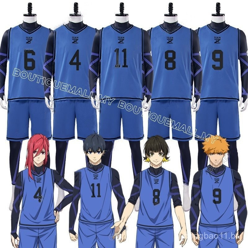 Camisa de Futebol Cosplay Anime Blue Lock Isagi Yoichi Fantasia Equipe Z Conjunto de Roupas Esportivas No. 11 Sacos de E em Oferta na Shopee