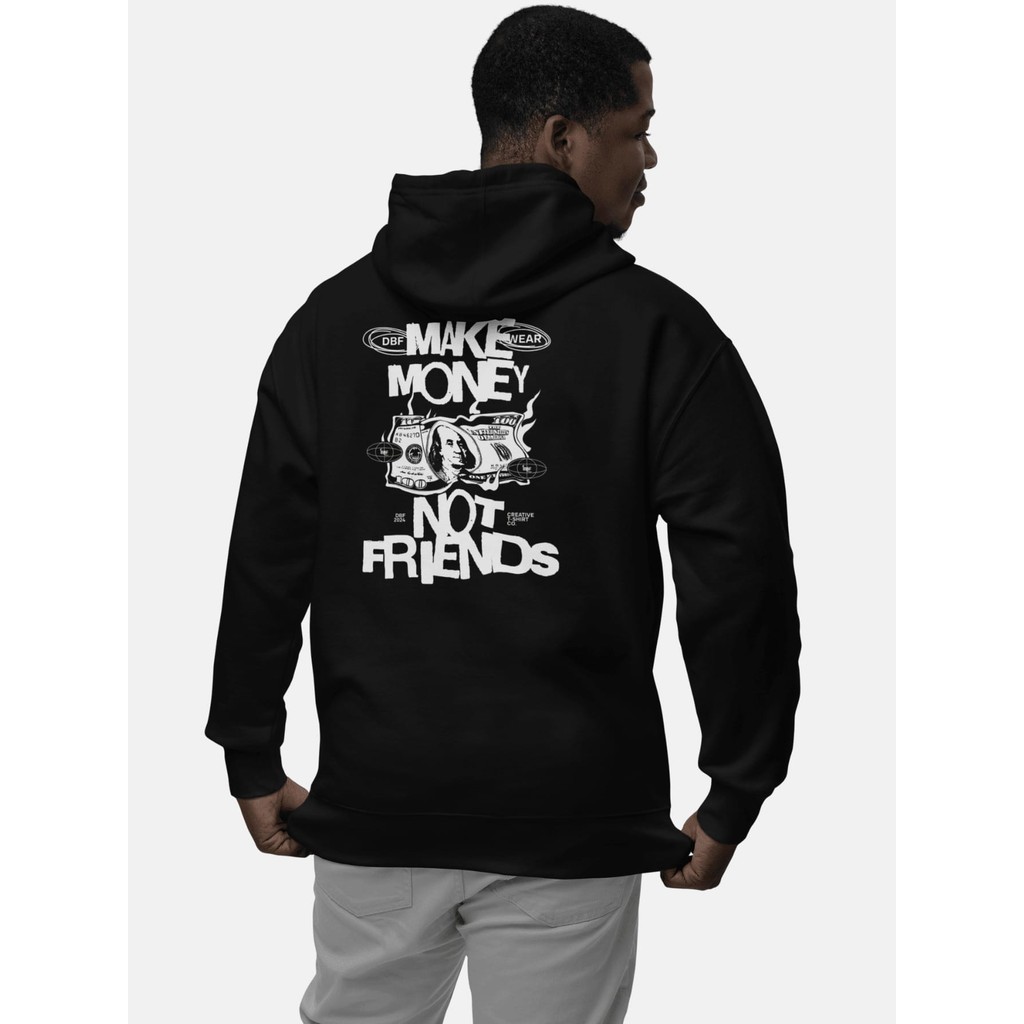 Blusa de Frio Moletom Canguru Masculino Unissex Flanelado Skatista Streetwear Estampa Grande Make Money