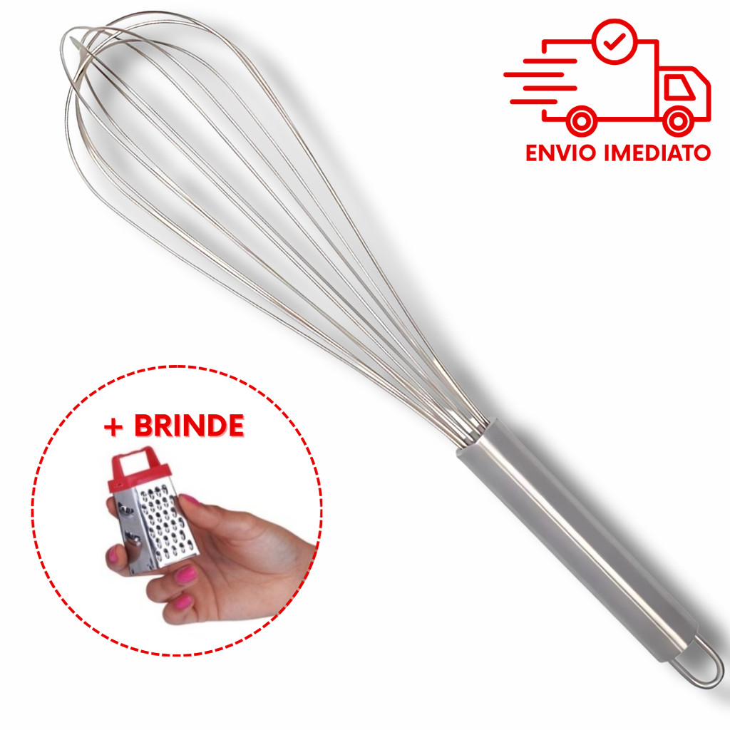 Fue Batedor De Ovos Fouet Profissional Para Massas Claras em Neve Cabo Reforcado 30cm Inox Qualidade