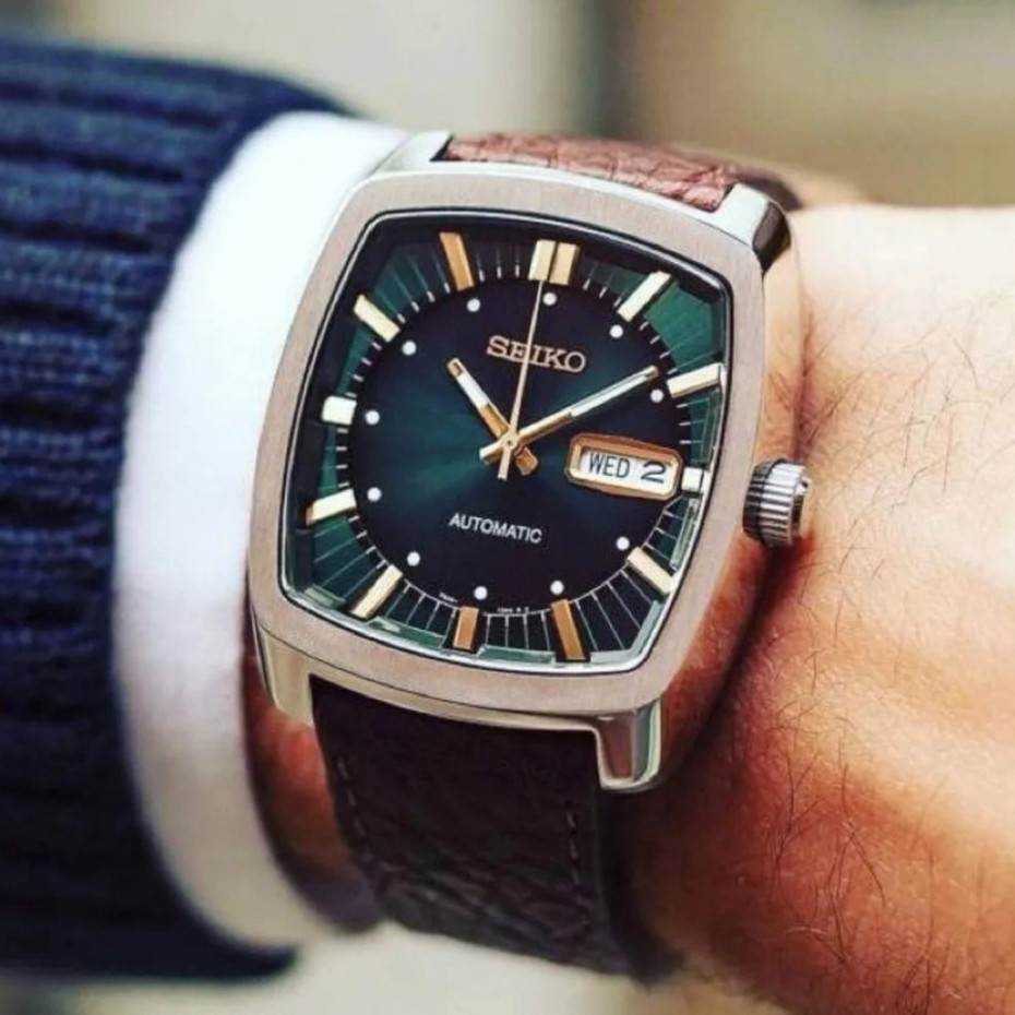 Seiko Relógio Automático Masculino De Couro , Calendário Duplo , Segundo De Corrida , Etiqueta Branca , À Prova D'água , em Oferta na Shopee