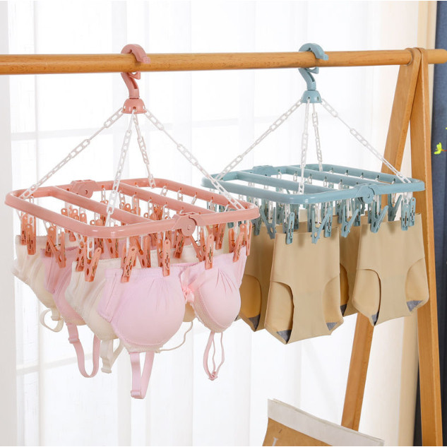 Varal roupa íntima, dobrável, multiuso, com 32 prendedores, para  calcinha, cueca, sutiã, biquíni e meias COR ALETATIO