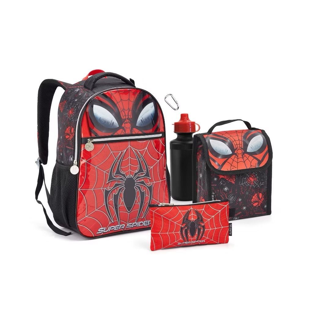 Kit Mochila Escolar 5 Peças Feminino e Masculino infantil com garrafinha completa