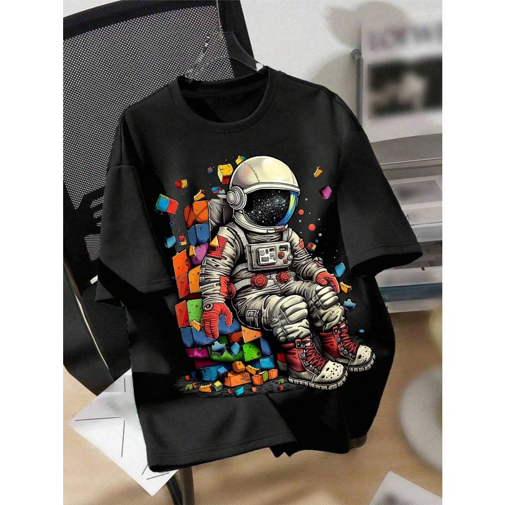 Camisa Verão Astronauta Streetwear Juvenil e Infantil Unissex Universo do tamanho 2 ao 14 Criança
