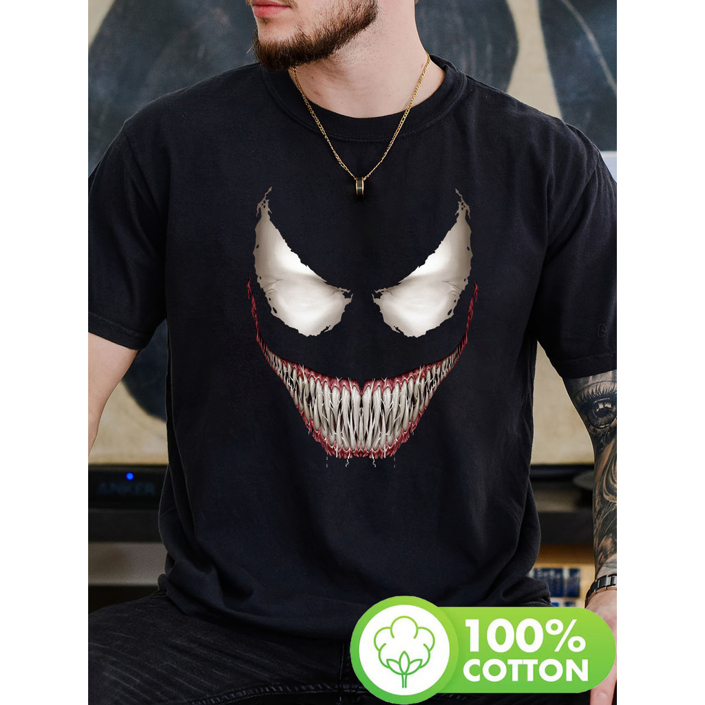 Camiseta Unissex Premium Plus size Marvel Venom Design Halloween Básica  100% Algodão Confecção Própria