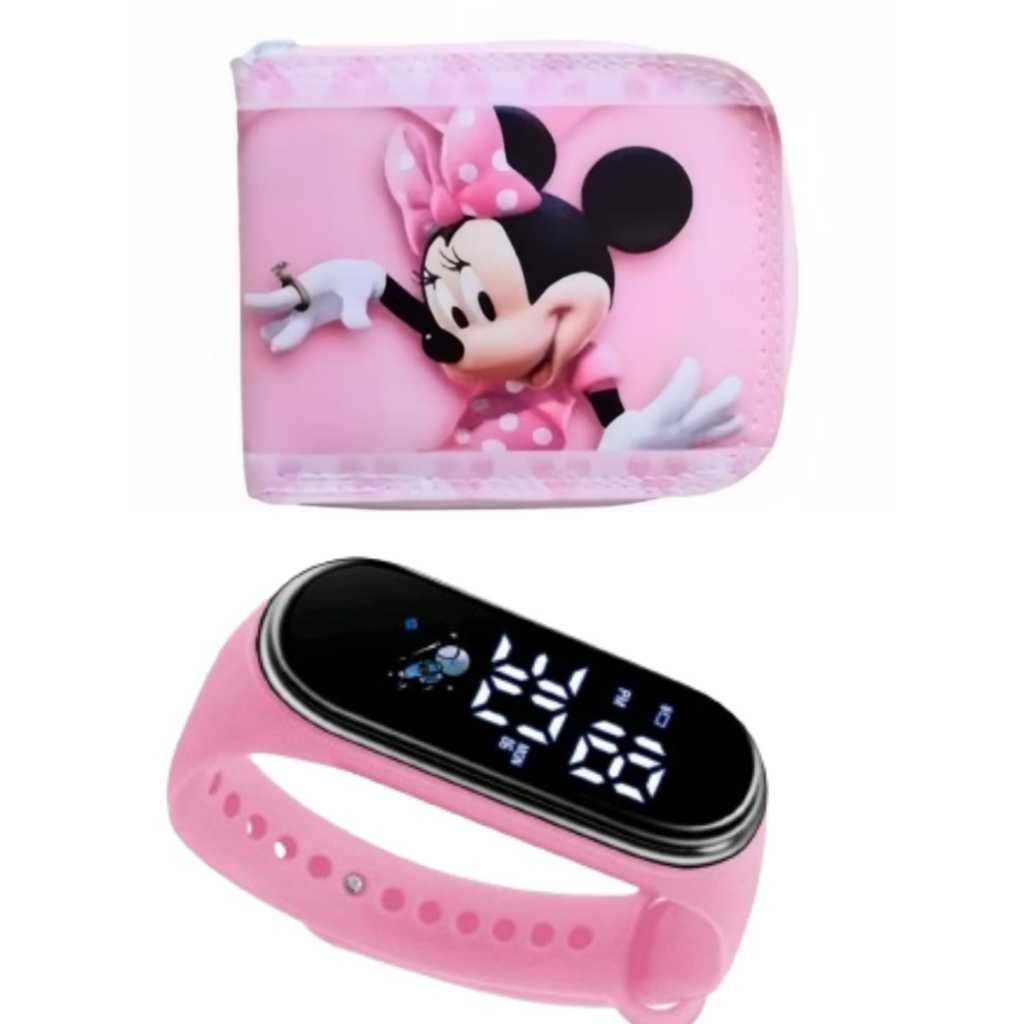 Carteira infantil feminina e relógio digital a prova d agua , produto de qualidade para sua filha . super kit 2 em 1