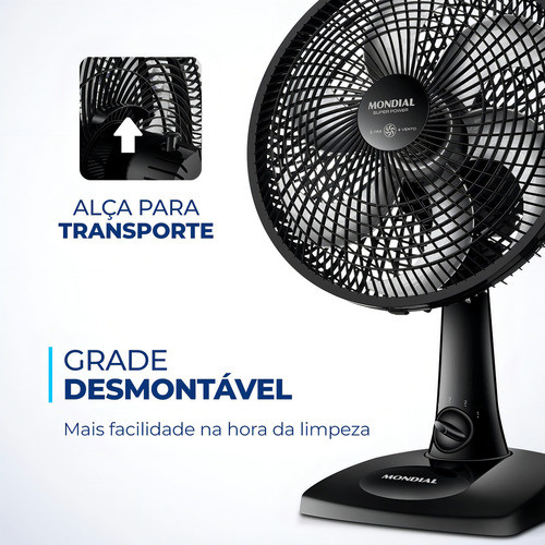 Ventilador Super Power Mondial Preto - 110V - 50W - 30cm