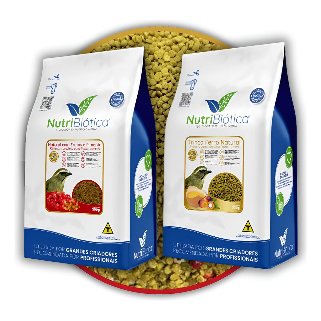 Kit 2x Ração Trinca Ferro Natural + Pimenta e Frutas Nutribiótica 2x 300g em Oferta na Shopee