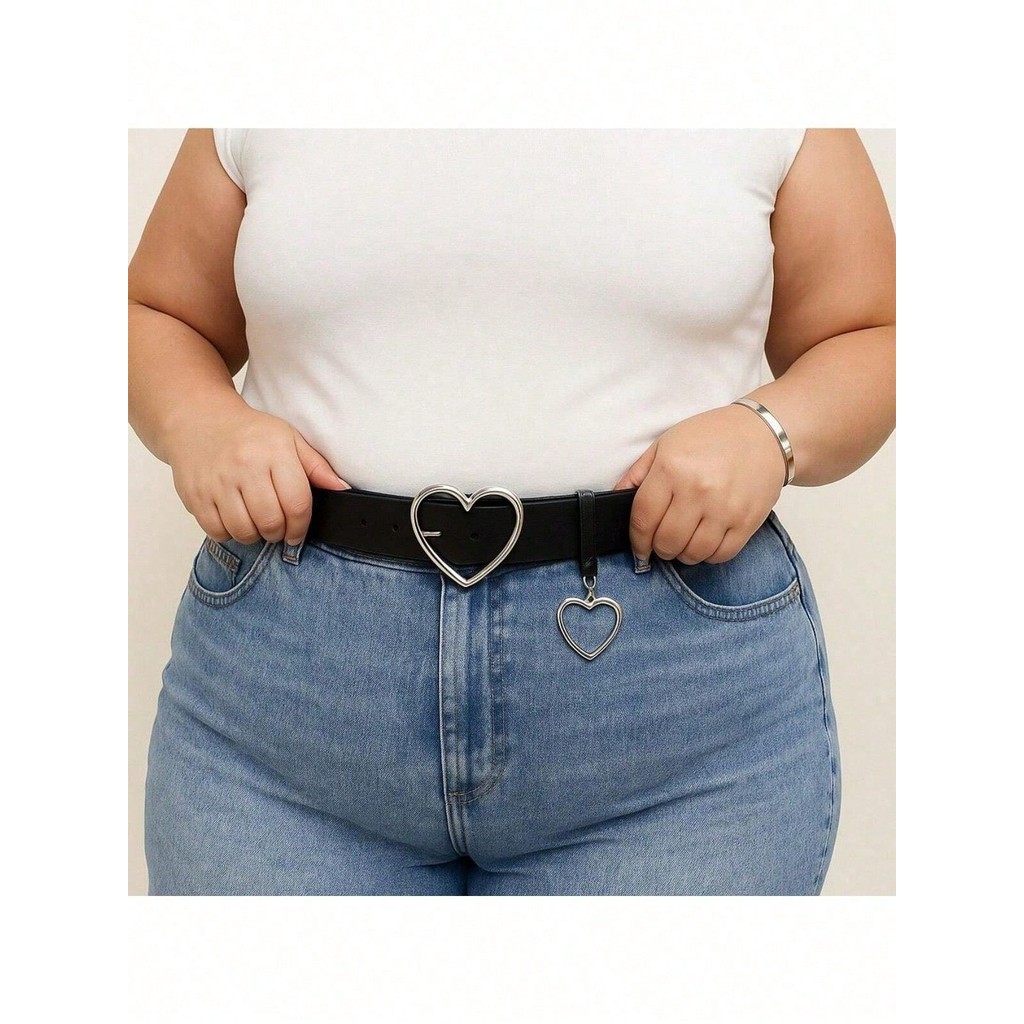 Cinto Feminino PLUS SIZE Fivela Coração Duplo (Fivela + Pingente) | Acessório de Moda Feminina