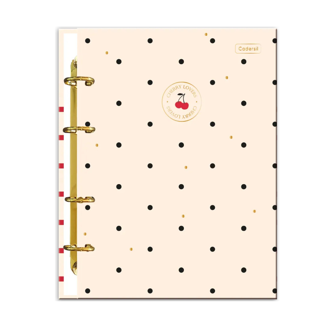 Caderno Argolado Colegial Capa Dura 80fls Cherry Lovers - CADERSIL Capa:Poá em Oferta na Shopee
