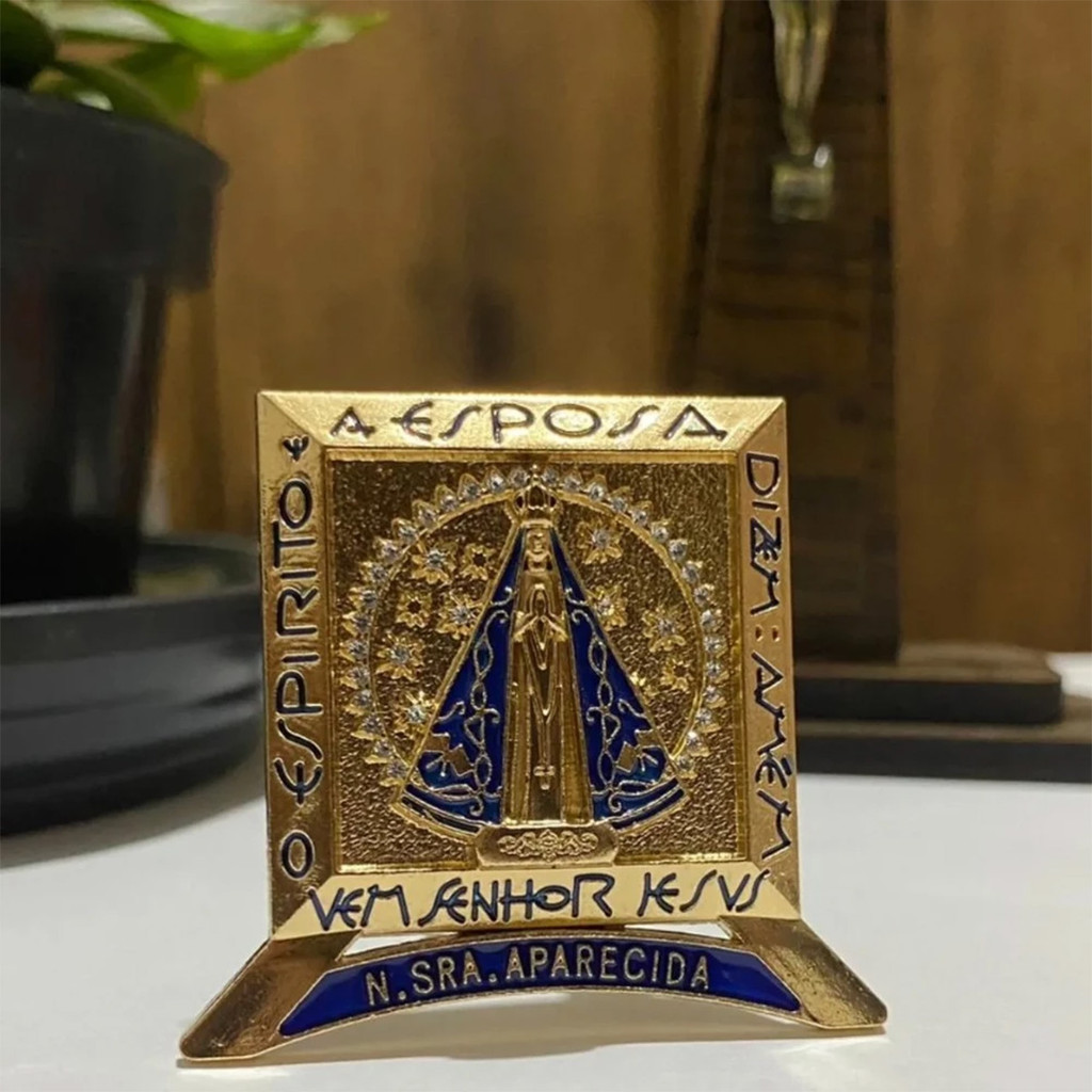 Nicho Nossa Senhora Aparecida em Metal com Strass - Decoração Religiosa