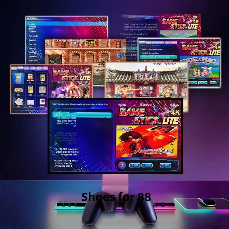 Game Stick Videogame 4K Com 20.000 Jogos 64gb 2 Controladores Sem Fio Portátil Retrô - Bingo