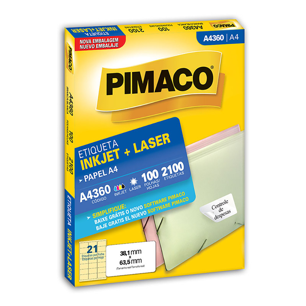 Etiqueta inkjet/laser A4360 com 100 folhas Pimaco em Oferta na Shopee