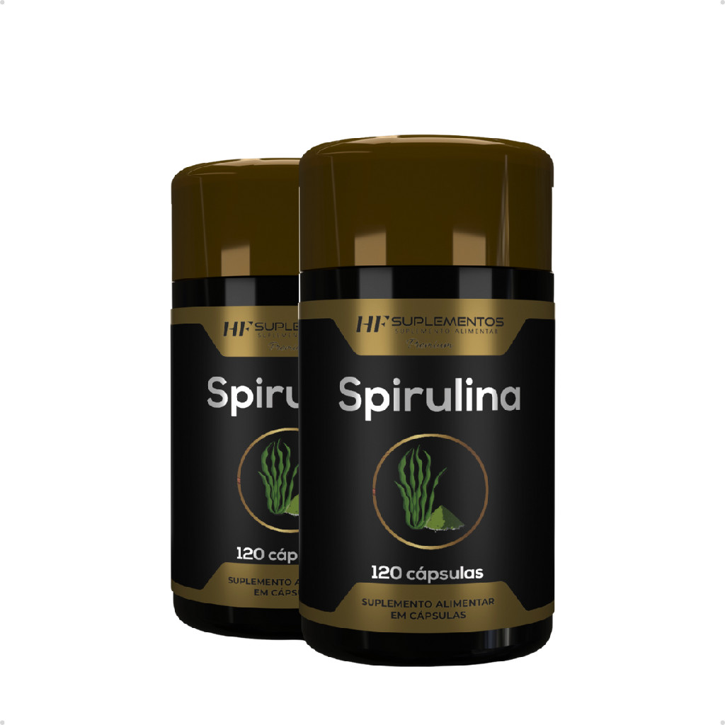 Kit 2 Potes Spirulina 120 cápsulas HF Suplementos – Vitalidade e bem-estar diário!