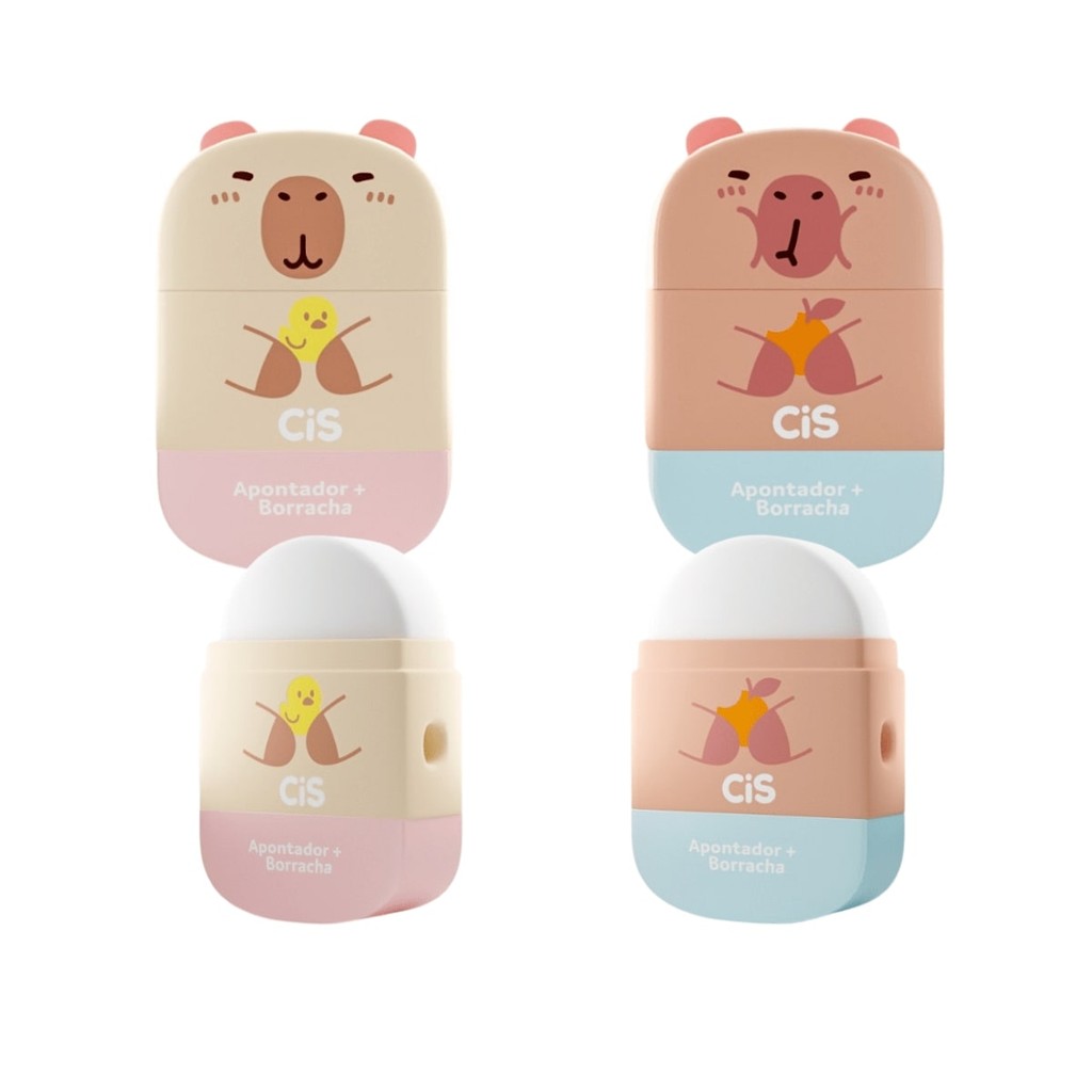 Apontador 2 em 1 com Borracha Cis Capivara Para Escola e Escritório em Oferta na Shopee