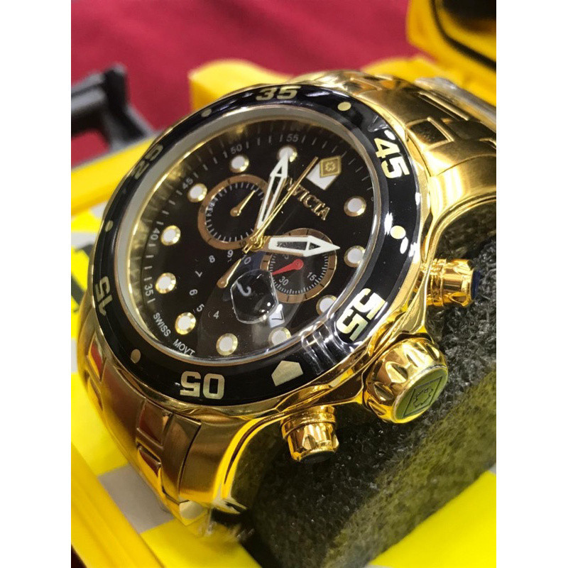 Relógio Invicta Masculino: Dourado com Fundo Preto - Jóia Luxuosa Pro Driver relógio elegante grande