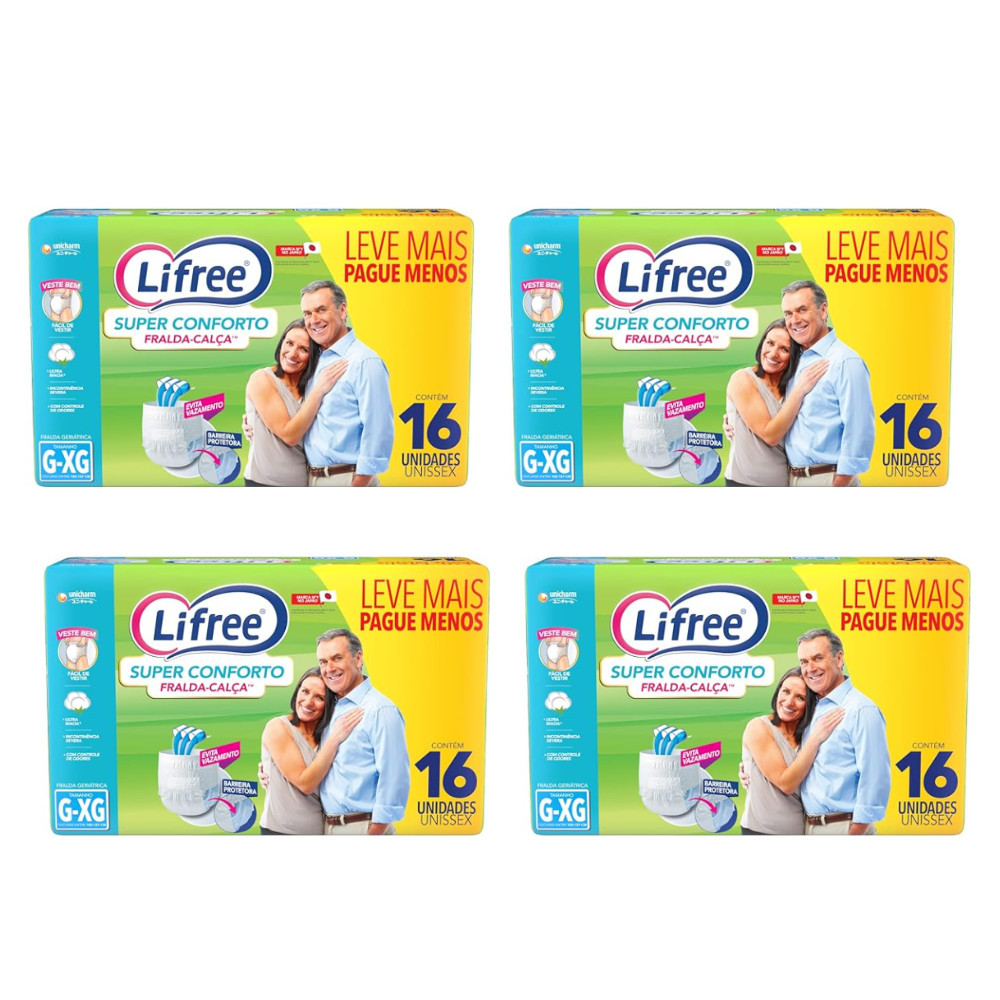 KIT 4 FRALDA-CALCA PANTS LIFREE SUPER CONNFORTO P-M/G-XG em Oferta na Shopee