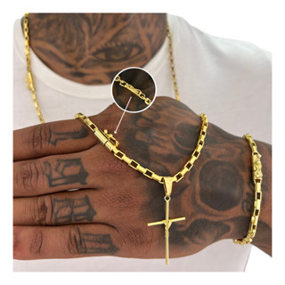 Cordão Masculino De Moeda Antiga Banhada A Ouro Tijolinho 4MM em Oferta na Shopee