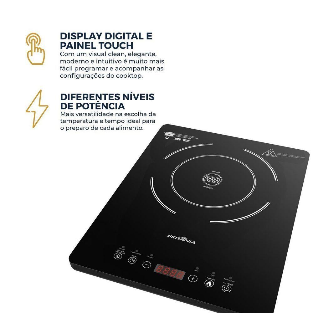 Cooktop de Indução Britânia Portátil Painel Touch BCTE10A 110V