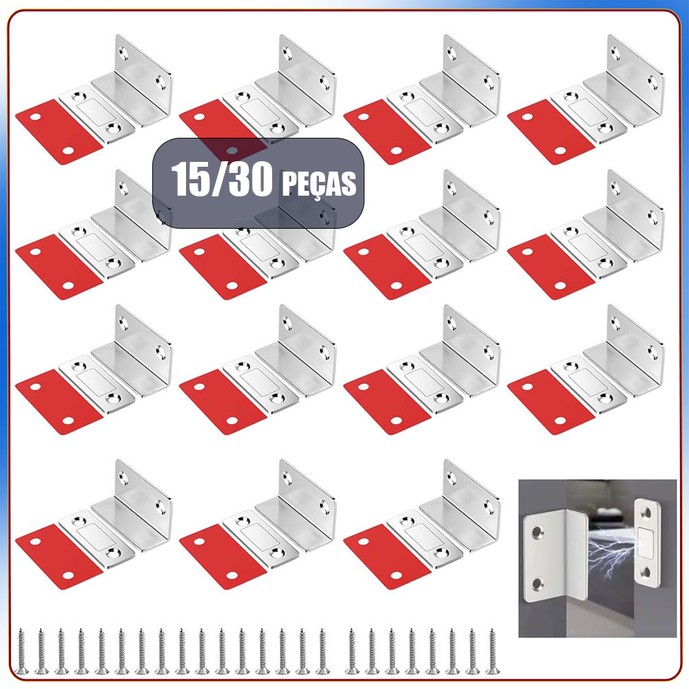 15/30x prata em forma de L porta de armário magnética gaveta magnética de aço inoxidável/armário/trava magnética