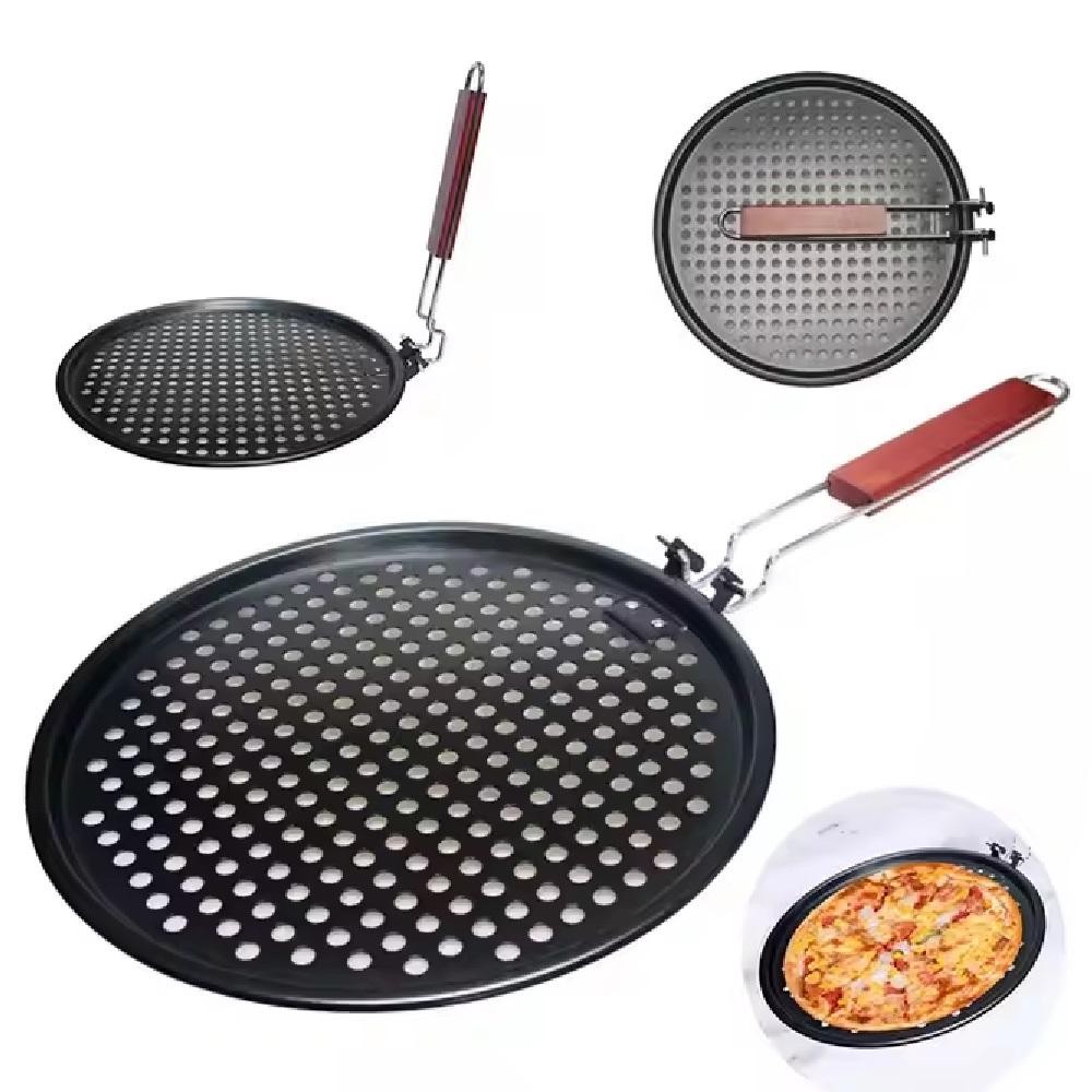 Panela Churrasqueira Antiaderente Bandeja Assadeira Grelha Retrátil Pizza Peixe Pão Frigideira