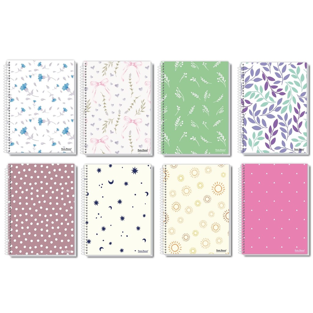 Kit 5 Cadernos Universitários 1 Matéria 80 Folhas Loop  Feminino Pauta Branca