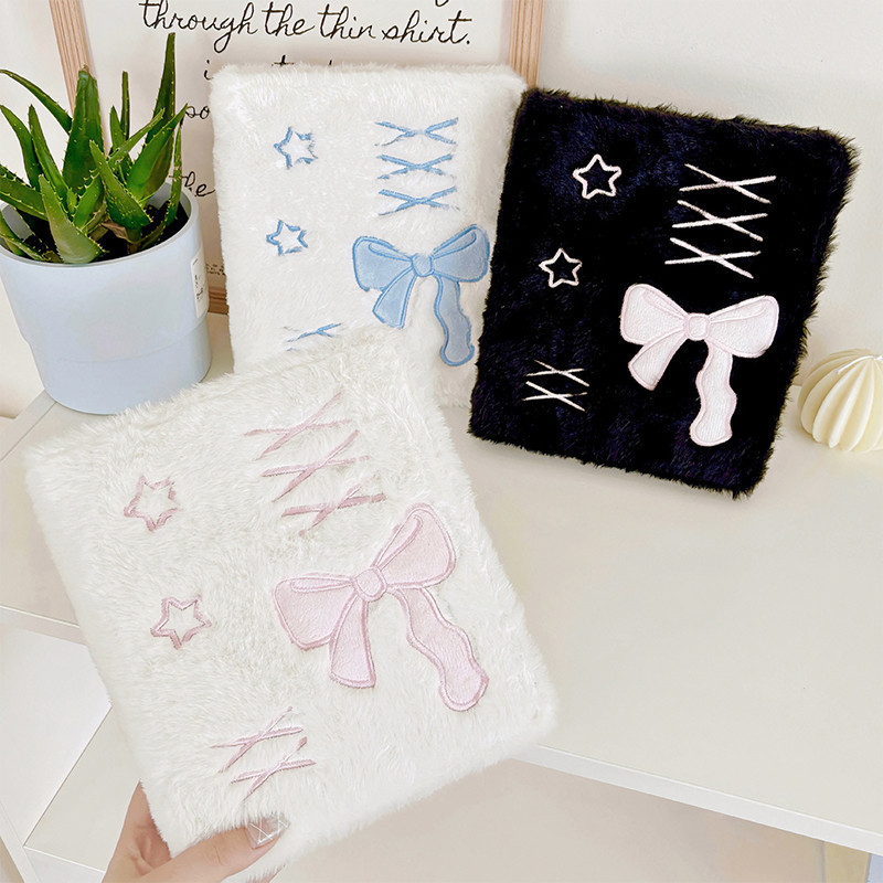 [A6 Binder Álbum De Fotos Estilo Ballet Fofo Bowknot Plush Porta-Cartões Kpop Idol Collect Book Caderno De Anotações