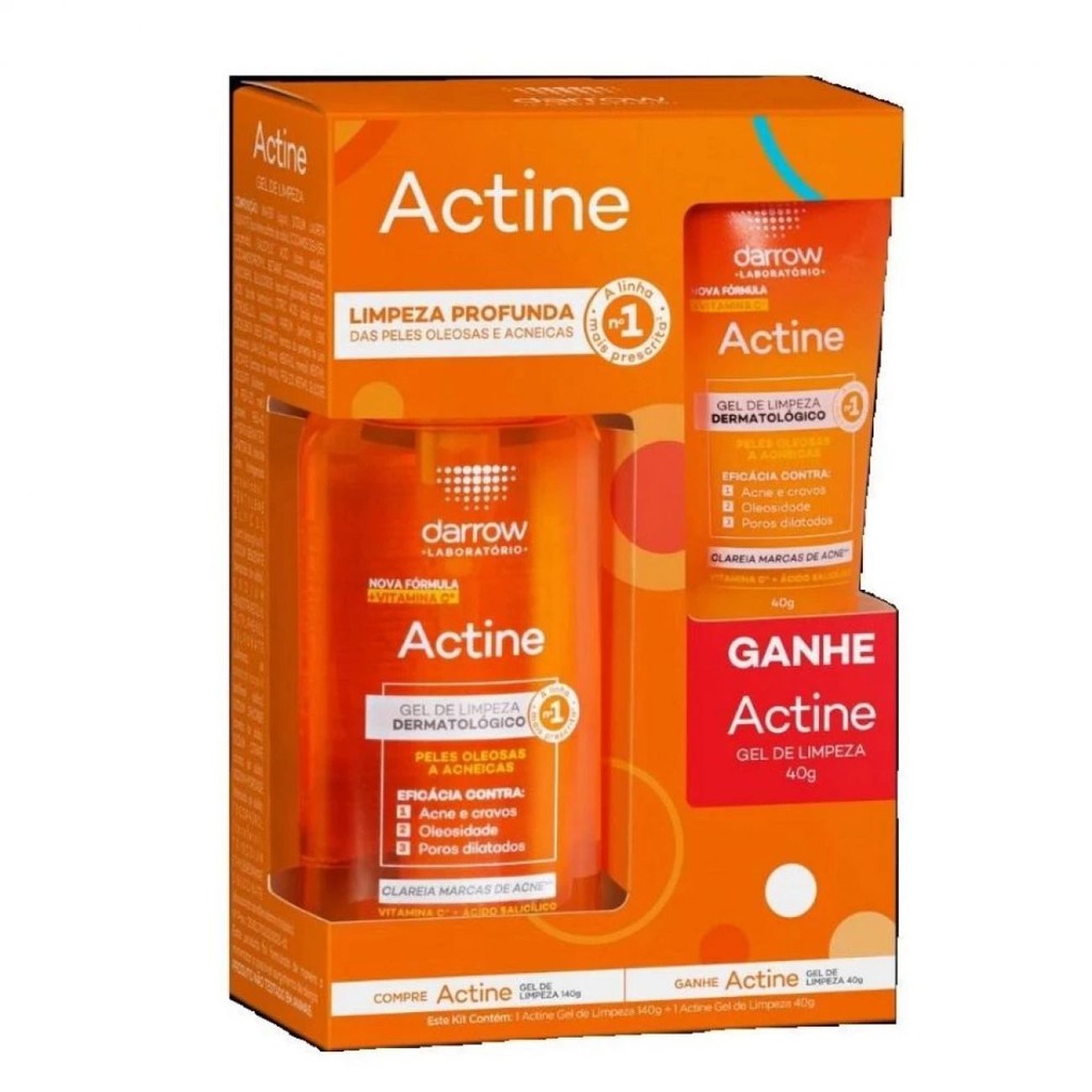 Kit Gel de Limpeza Actine Vitamina C 140g + 40g em Oferta na Shopee