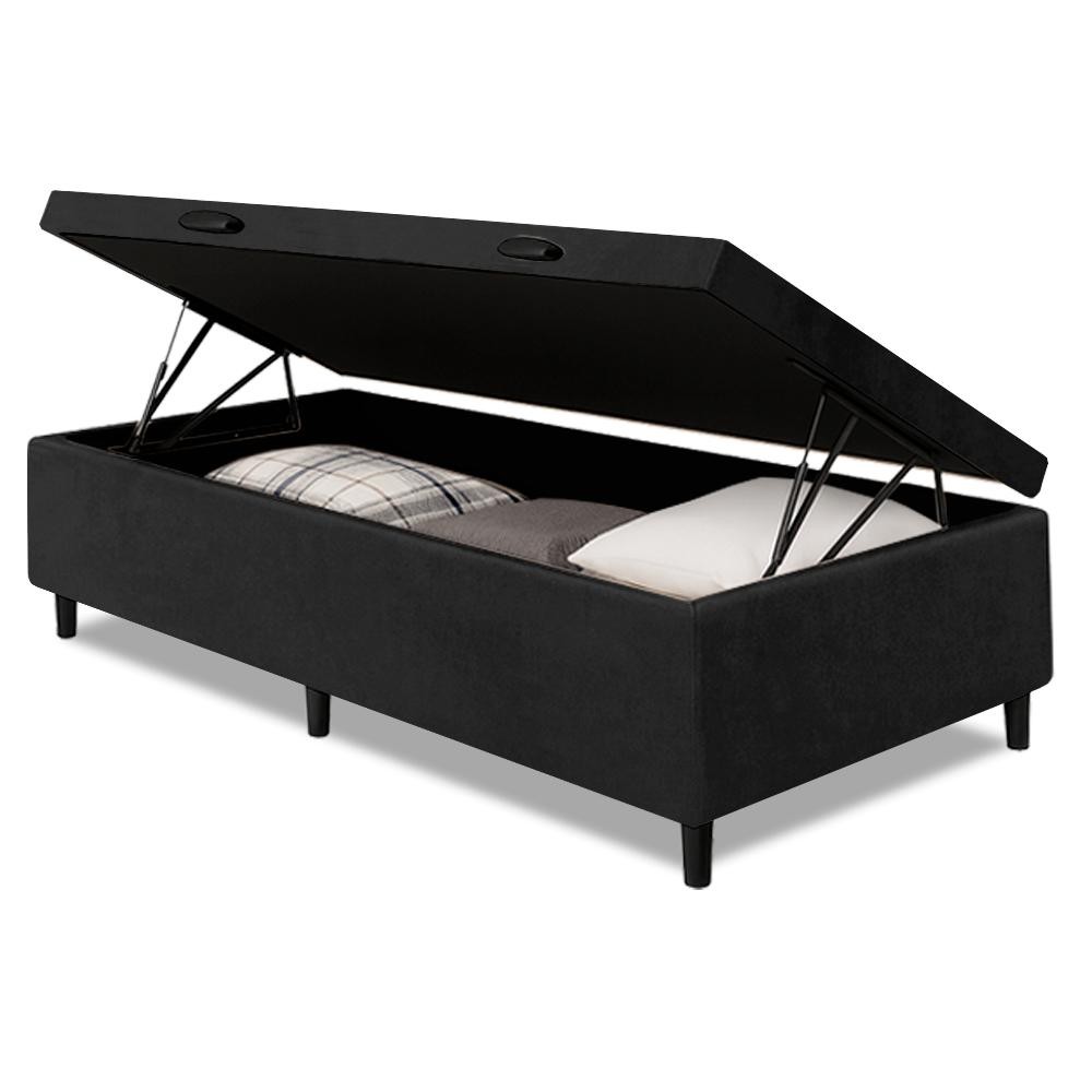 Cama Box com Baú Solteiro 0,88 com 41cm de Altura Prince Preto em Oferta na Shopee