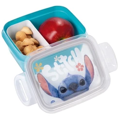 Pote Marmita Hermética Stitch Divisória Travas Passeio Transporte Lancheira Alimentos Micro ondas 630 ml Disney Plasútil