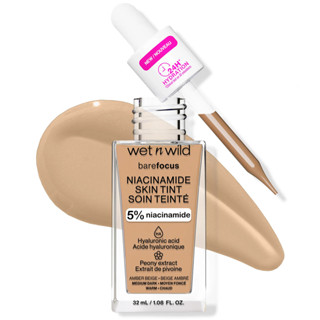 Base Líquida 32ml Wet n Wild Leve a Média Cobertura - Bare Focus Niacinamide Skin Tint em Oferta na Shopee