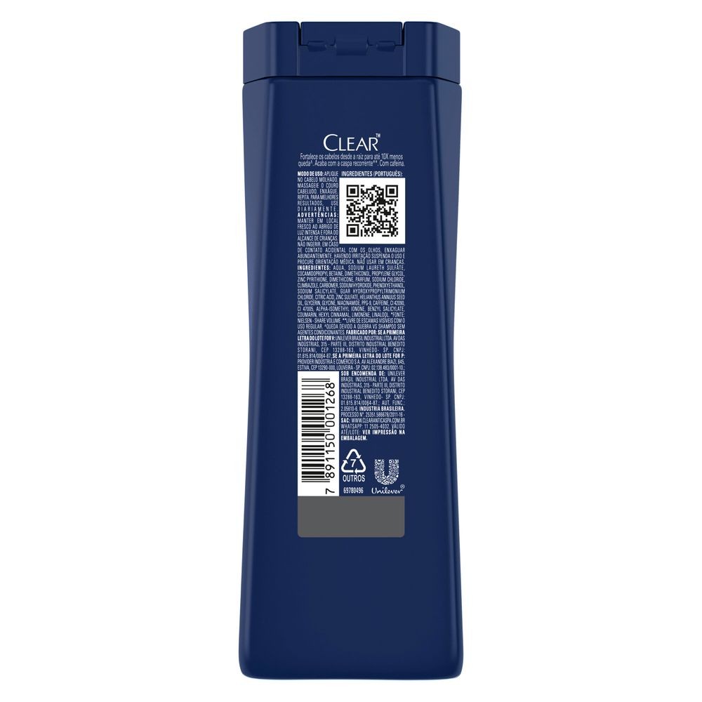 Detalhes do Shampoo Clear Men Anticaspa Queda Control 400ml