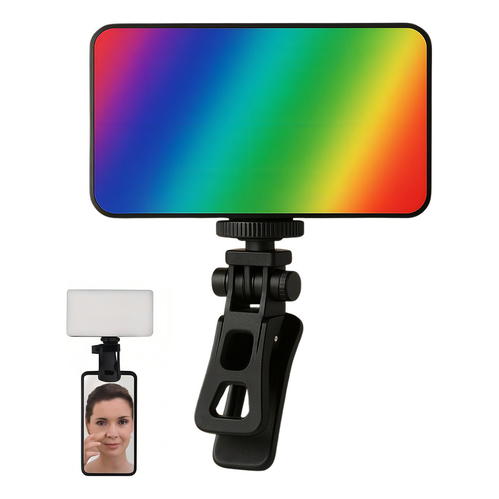 Luz De Preenchimento Lj Ecommerce Rgb Para Celular Câmera Notebook Tablet Estrutura Preto Com Branco