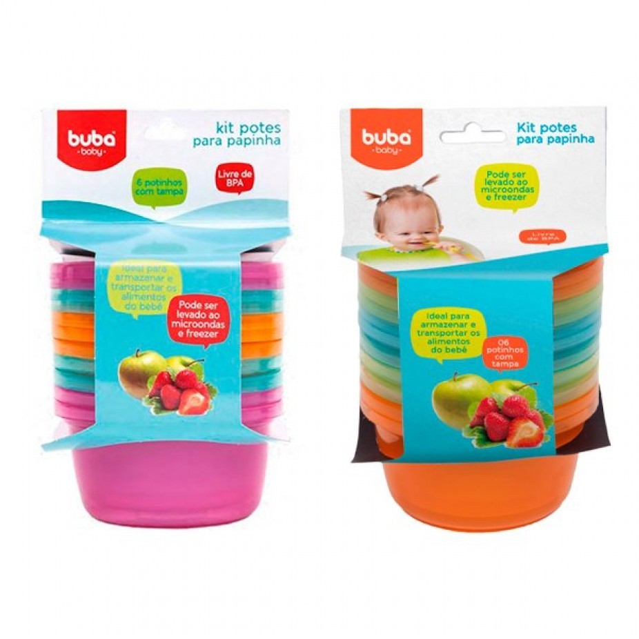 Kit 6 Potes para Papinha Bebê Buba