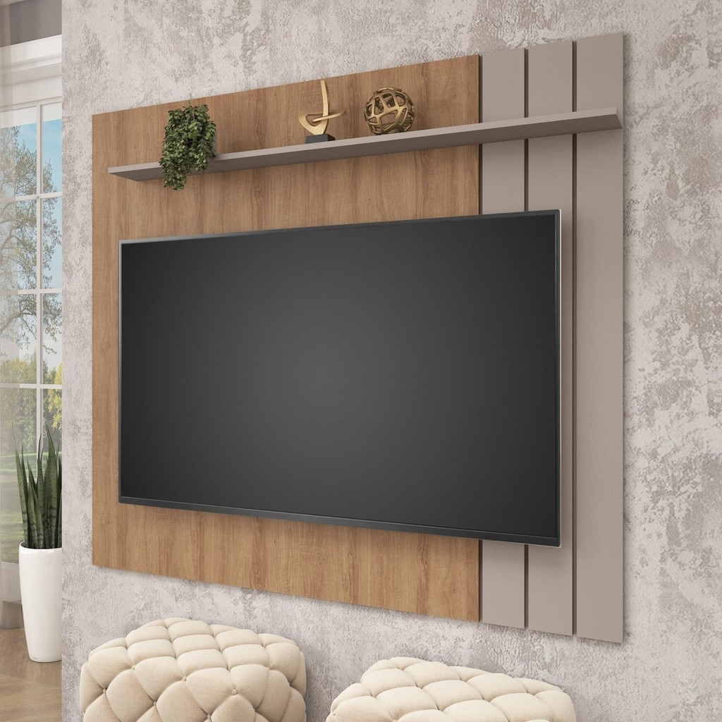 Painel Ripado para Tv 65 Polegadas 153cm Galla Mel/Fendi