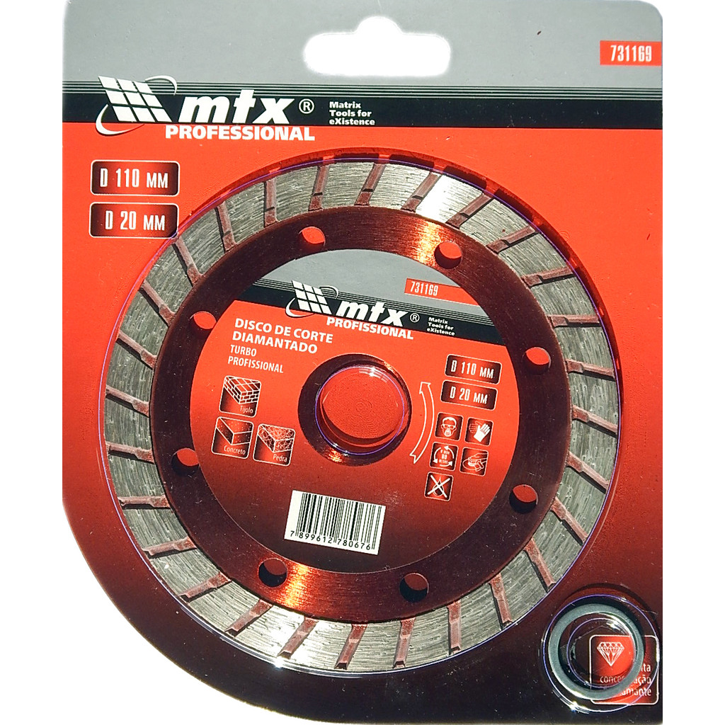 DISCO DE CORTE TURBO, DIAMANTADO, CORTE SECO, ANEL DE REDUCAO, 110 X 20MM, 1PC // MTX em Oferta na Shopee