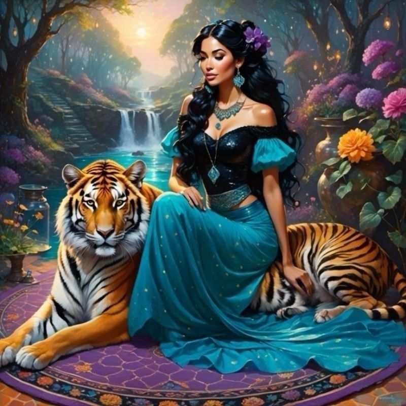 Quadro Decorativo Pombagira com Tigre Asiático. Pomba gira,pombogira, Entidade Umbanda e Candomblé Pomba gira,pombogira,