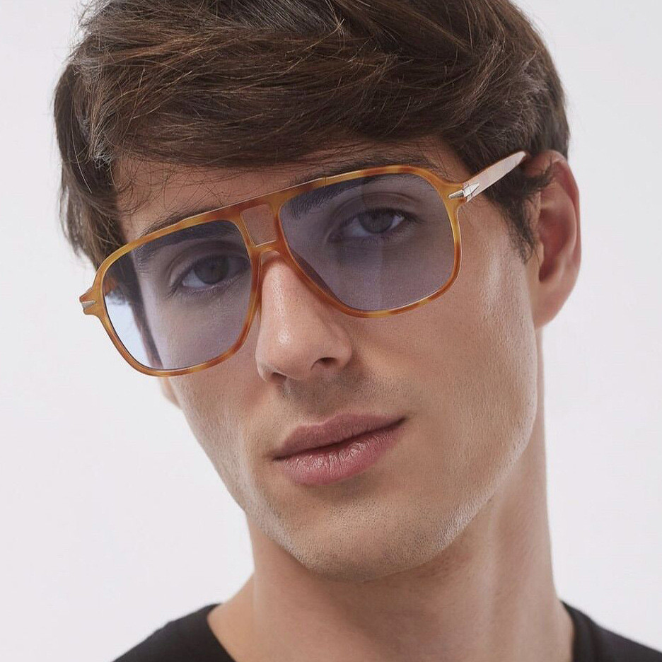 Óculos de Sol Quadrados Femininos para Homens, Óculos de Sol Azuis Oversized Originais, Óculos de Sol Femininos da Moda.