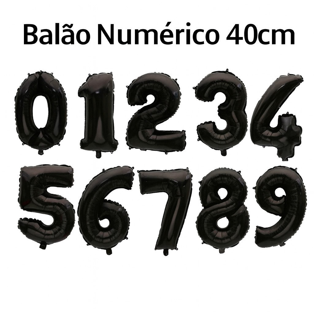 Balão Número Preto Cromado 40cm – Ideal para Aniversários e Eventos em Oferta na Shopee